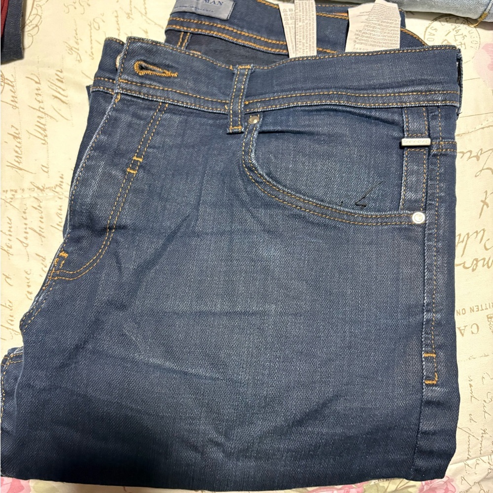 Zara Men Skinny Jeans - Dark Blue with Contrast Stitching